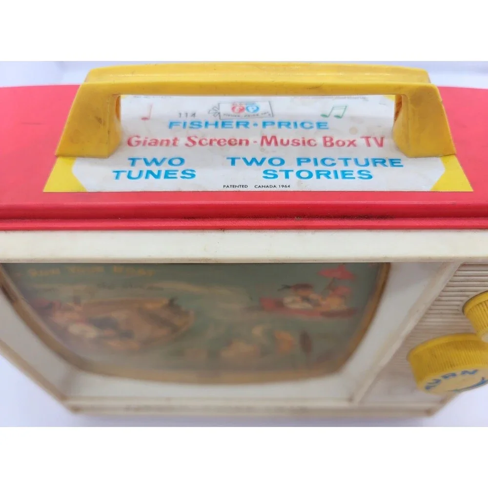 Fisher Price Toys Vintage 1966 Two Tune Giant Screen Music Box TV Works